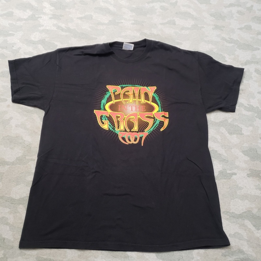 Vintage Hanes Shirt Mens XL Black Party In The Grass Y2k Short Sleeve